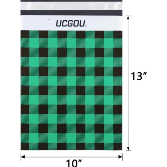 🆕 🌻 2/$20 10 Green Gingham Plaid Poly Mailers Shipping Bags New - Picture 7 of 10